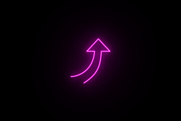Neon glowing growth sign icon symbol. Neon Business graph chart icon on black background. growth concept neon line moving. Growth finance graph chart. Pink color 3d business, finance icon.