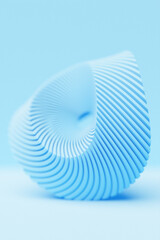 Close-up of an abstract blue  geometric shape against a monochrome background, emphasizing sharp lines and modern minimalism, 3D illustration