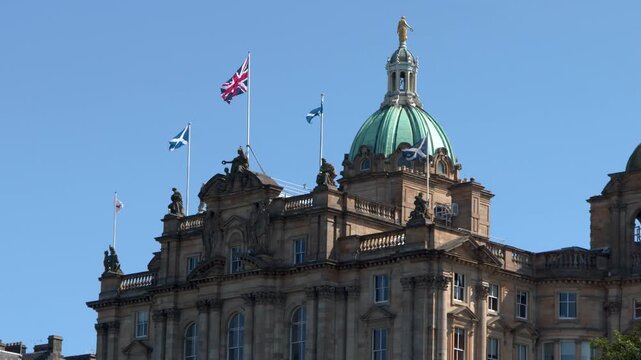 Union Jack and Scottish Flags on Historic Edinburgh Dome