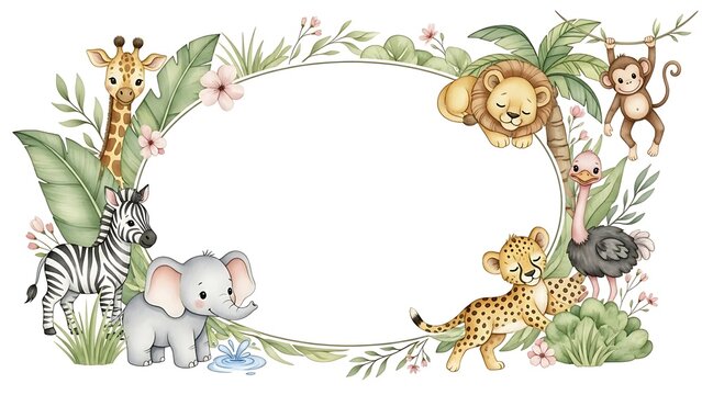 Safari Animal Frame for Kids with Cute Wildlife Characters