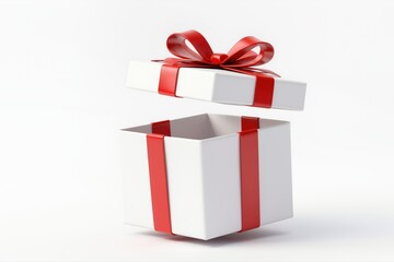 Gift box opens revealing emptiness on a white background