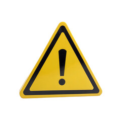 Caution sign with transparent background, featuring bold exclamation mark that conveys sense of alertness and safety awareness