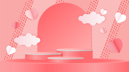 valentine pink podium love background