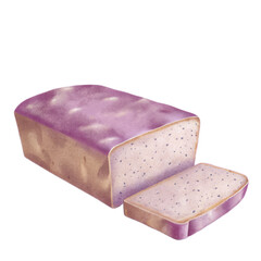 Delicious purple bread with soft texture and transparent background creates inviting visual appeal