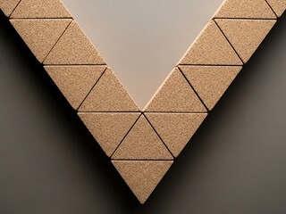 Geometric arrangement of cork triangles creating a unique visual pattern