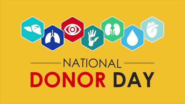 Animation of the theme off National Organ Donor Day is celebrated annually on February 14th. National organ donor day celebration.