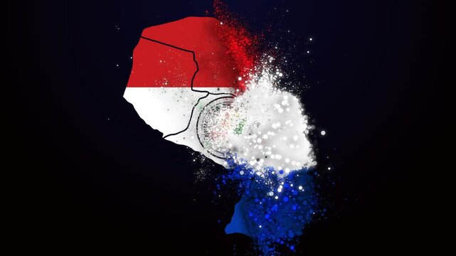 Paraguay Map Forming from Flowing Particles Representing Global Digital Connectivity and Data Networks