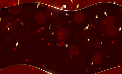 red abstract background with gold sparkling decoration