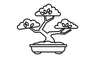 園芸趣味を表す盆栽アイコンイラスト