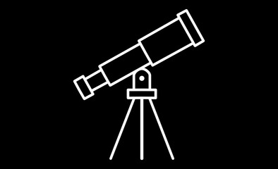 趣味の天体観測：望遠鏡のシンプルなアイコンイラスト