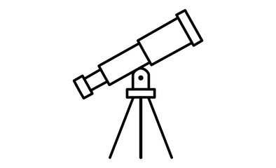 趣味の天体観測：望遠鏡のシンプルなアイコンイラスト