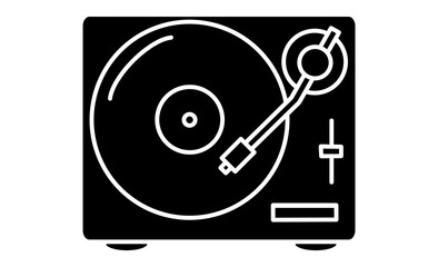 趣味：音楽を楽しむためのレコードプレーヤーのモノクロアイコン