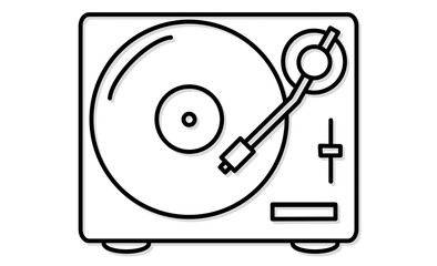 趣味：音楽を楽しむためのレコードプレーヤーのモノクロアイコン