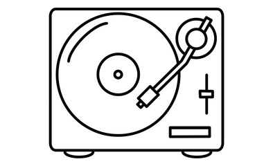 趣味：音楽を楽しむためのレコードプレーヤーのモノクロアイコン