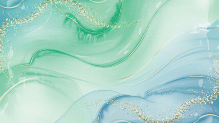 Soft ethereal digital art background with abstract flowing shapes and gold accents in a serene environment viewed from above