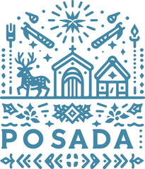 Spanish christmas posada logo vector white background
