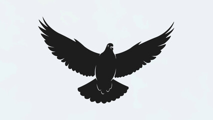 Obraz premium Silhouette of a Dove in Flight with Wings Spread Wide.