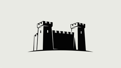 Medieval Castle Silhouette With Battlements And Towers. © Sikapat