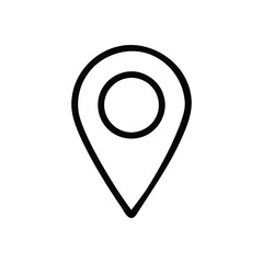 Simple line art icon depicting luggage travel route from origin to destination point