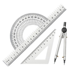Geometry Math Tools - Ruler, Protractor, Compass