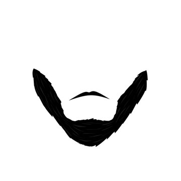 Illustration of a man's beard and mustache. Flat design of a black beard. Cartoon illustration of a man's mustache