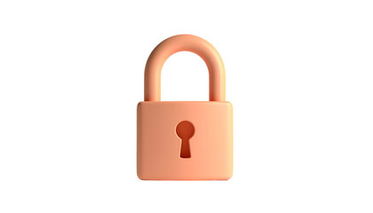 A digitally rendered 3D padlock in peachy hues, centered against a stark black backdrop