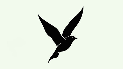 Obraz premium Silhouette of a bird in flight with wings spread wide.