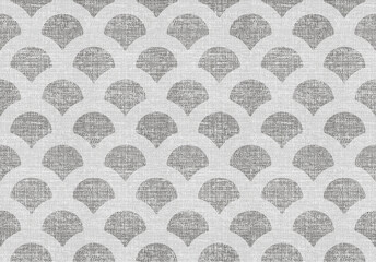 A seamless abstract fabric-style pattern with overlapping semicircle motifs in warm beige tones, resembling woven textile or upholstery material.