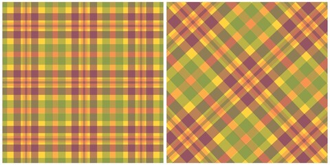 Autumnal Plaid Tartan Fabric Texture Set