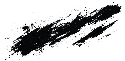 Naklejka premium Black abstract oil paint spot. Oil pailt brush stroke stock photo