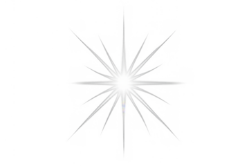 Glowing light flare with starburst effect on transparent background creating abstract bright illumination