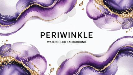 Sophisticated birthday greeting card with elegant periwinkle watercolor design and gold accents on a white background