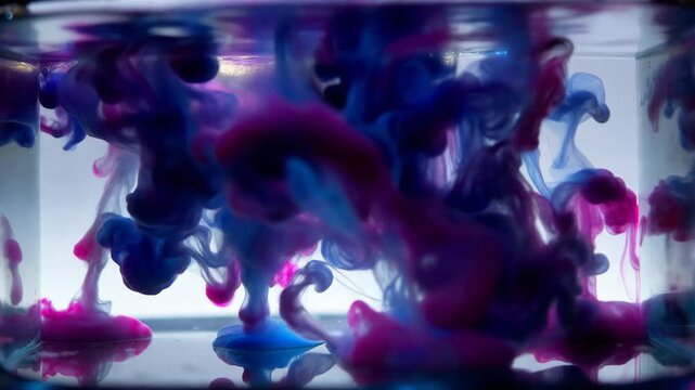 Colorful ink water blue pink swirl liquid abstract art dye underwater cloud fluid motion macro creative visual effect artistic background design vibrant smoke style dreamy fantasy mood modern graphic