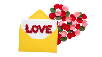 Valentine s day card with roses isolated on transparent background