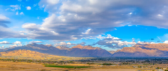 Scenic Utah Valley landscape with mountain and sky