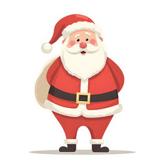 Minimalist Santa Claus Illustration with Clean Lines and Flat Red-White Design, Vector Christmas Graphic
