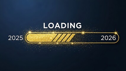 Loading Bar Transition from 2025 to 2026 with Glitter Effect.
