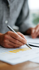 Business analysis finance audit paperwork office work with focused calm mood