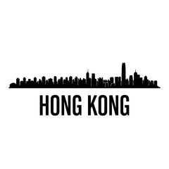 Naklejka premium Hong Kong city skyline silhouette vector graphic illustration.
