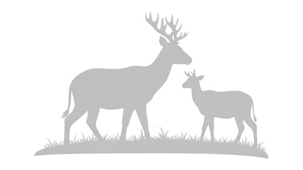 Obraz premium Deer and fawn in grassland
