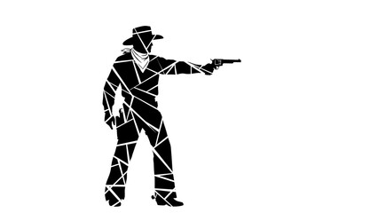 Silhouette of a cowboy aiming