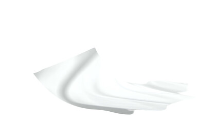 A crumpled white object on a dark background, with smooth curves and sharp angles