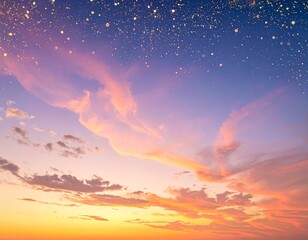 Fototapeta premium Beautiful sunset with orange, pink, and purple hues with sparkles