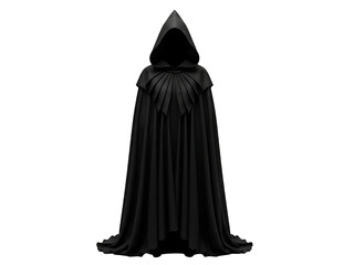 Naklejka premium Dark Black Hooded Cloak or Robe Garment Isolated on transparent background, png
