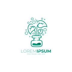 leaf logo in a pot with a simple appearance, nature logo