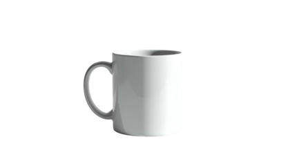 White, ceramic mug isolated against a solid black background; perfect for branding concepts