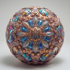 Intricate beaded sphere with floral design