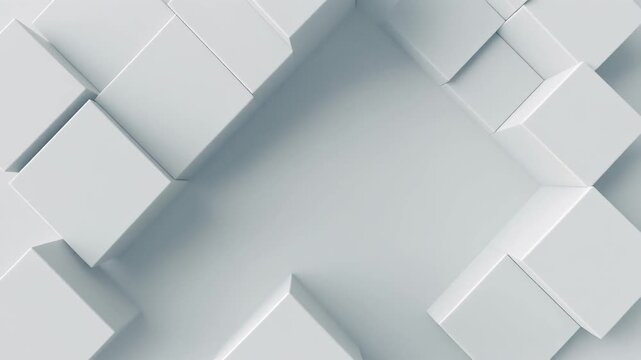 White 3D Geometric Cubes Abstract Background Border Texture.