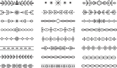 Set of decorative calligraphic design elements ornamental dividers hand drawn borders and frames