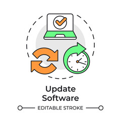 Update software multi color concept icon. Time management, system synchronization. Performance enhance. Round shape line illustration. Abstract idea. Graphic design. Easy to use in brochure, booklet